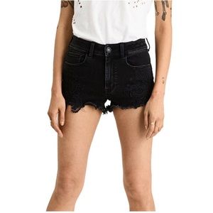 American Eagle Black Lace Denim Shorts